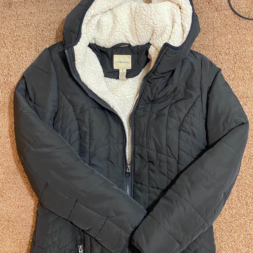 Sherpa-lined puffer coat